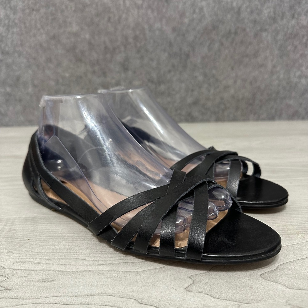 NEW Torrid Strappy Peep Toe d'Orsay Sandals Women 9.5 Black Flat Faux Leather